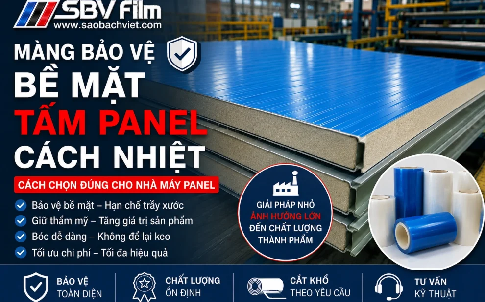 màng bảo vệ bề mặt tấm panel cách nhiệt Sao Bách Việt