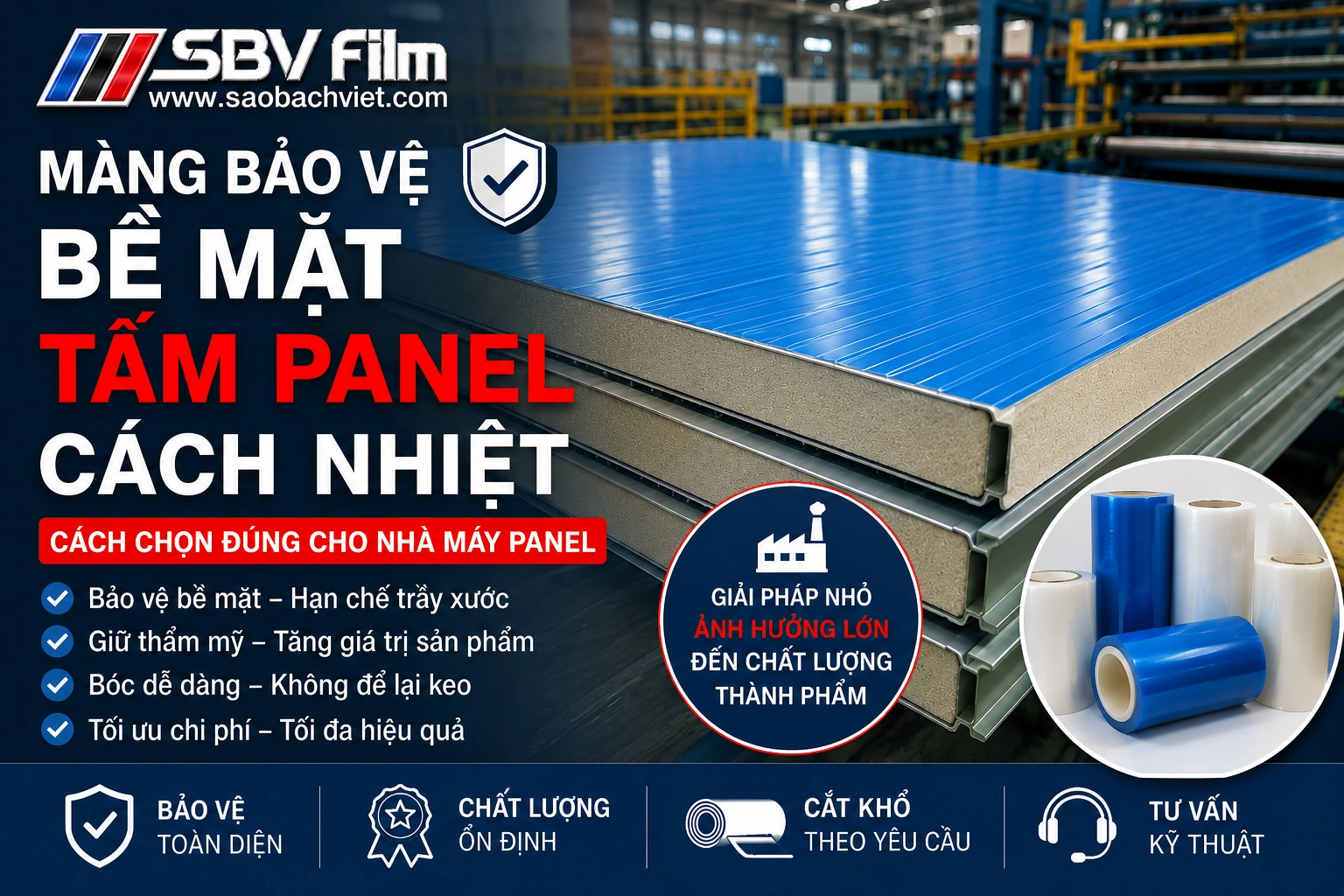 màng bảo vệ bề mặt tấm panel cách nhiệt Sao Bách Việt