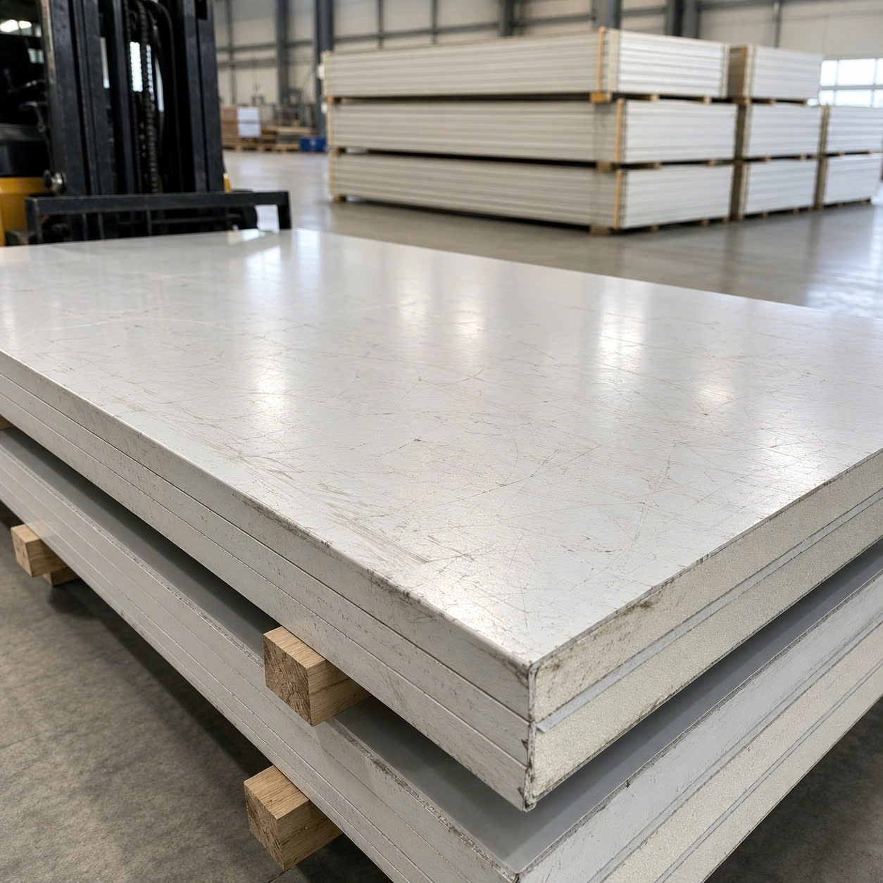 Bề mặt tấm panel bị trầy xước khi xếp chồng không có màng bảo vệ