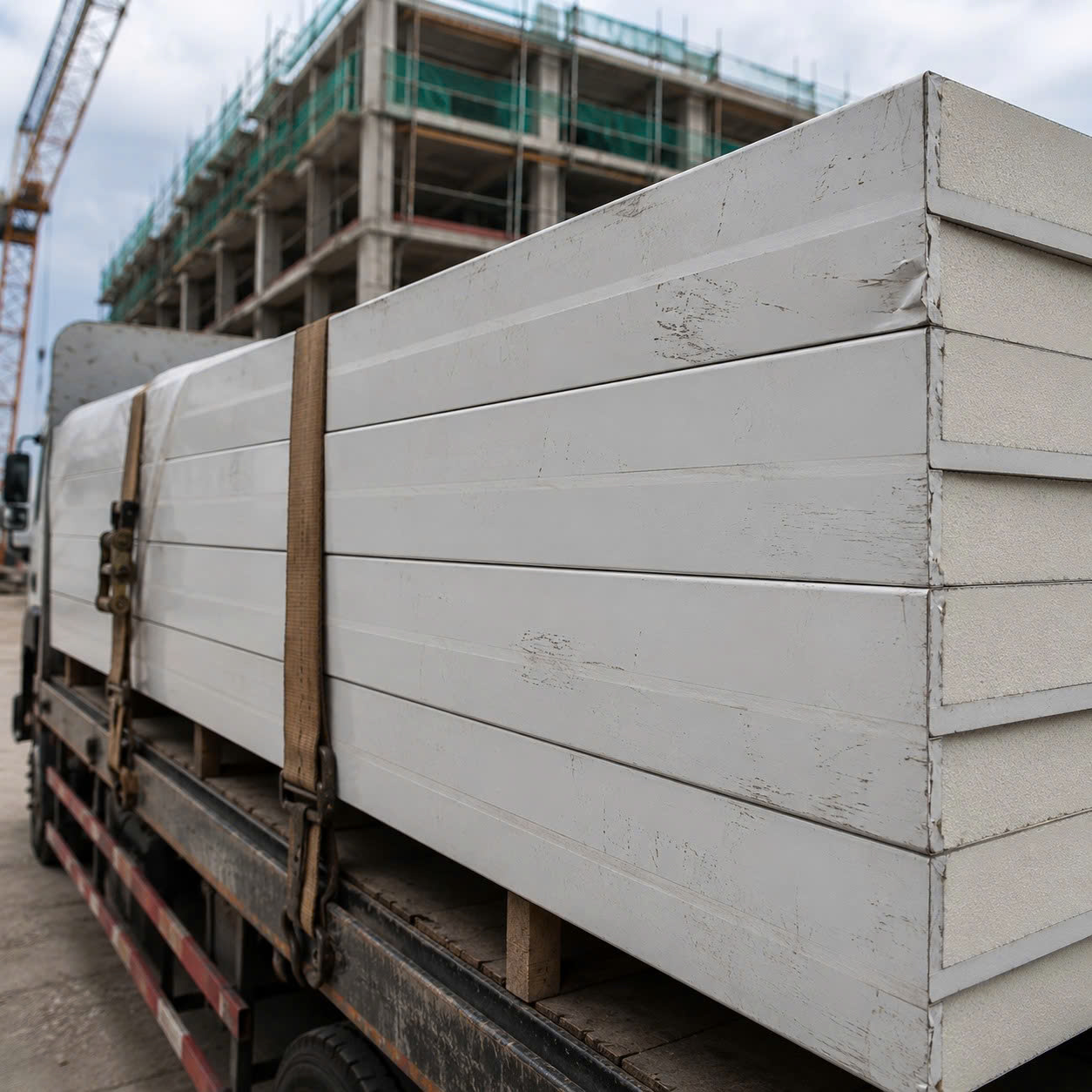 Tấm panel bị va quẹt trầy xước khi vận chuyển đến công trình