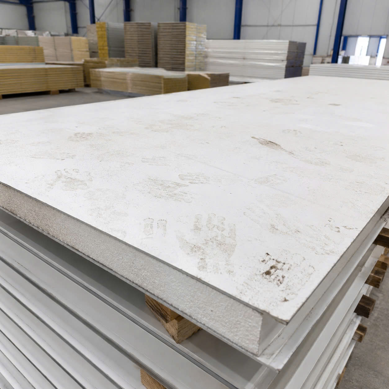 Bề mặt tấm panel bám bụi và vết tay khi lưu kho